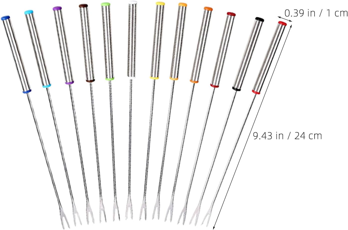 24PCS Fondue Sticks: Barbecue Fruit Dessert Forks 9.45" - Stainless Steel Heat Resistant Fondue Smores Forks for Roast Meat Chocolate Cheese Marshmallows