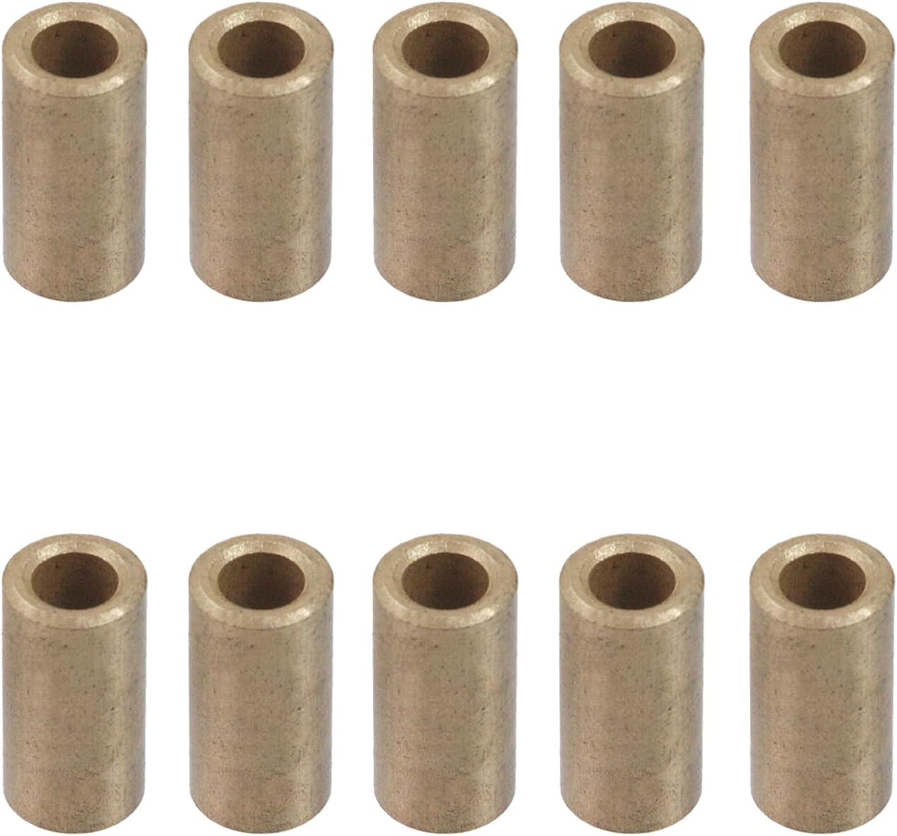 Oedema 10 Pcs Sleeve Bearing Brass Copper Bushing 1/4" Bore | 5/16" OD x 3/4" Length, Cylinder Self-Lubricating Bushing, for Printing Machinery, Agricultural Machinery, Loaders