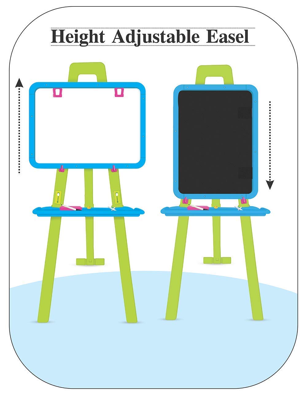 LONGMIRE Magnetic Writing Activity Board for Kids with Stand White Board Black Board for Boys Girls Board for Home Kids School with Plastic Frame Made in India (8 in 1 Easel Board) - Image 6 thumbnail