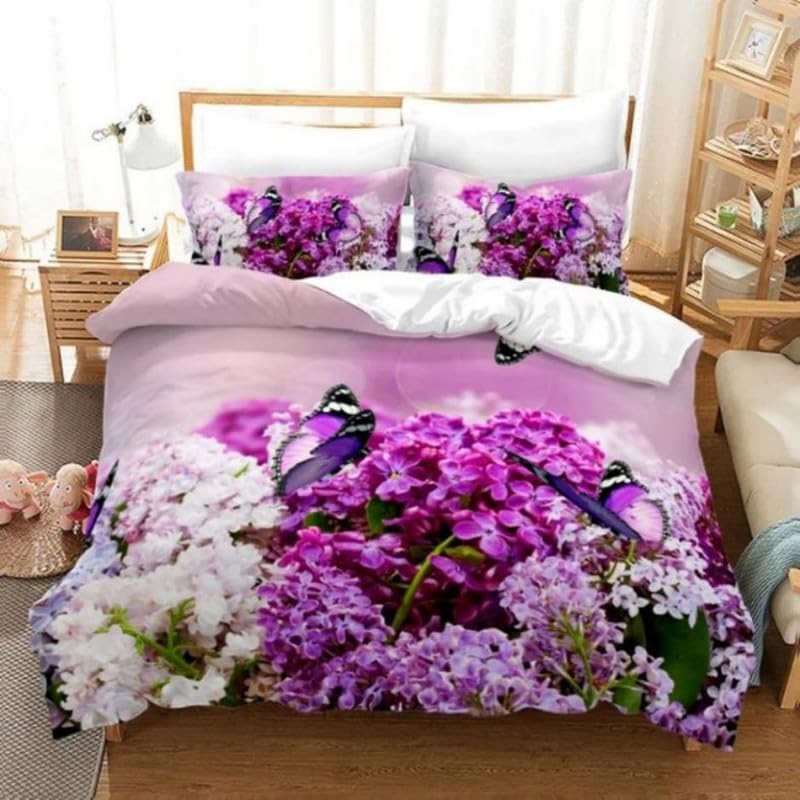 Housse de couette 140x200 impression 3D violette au fini microfibre haut de gamme