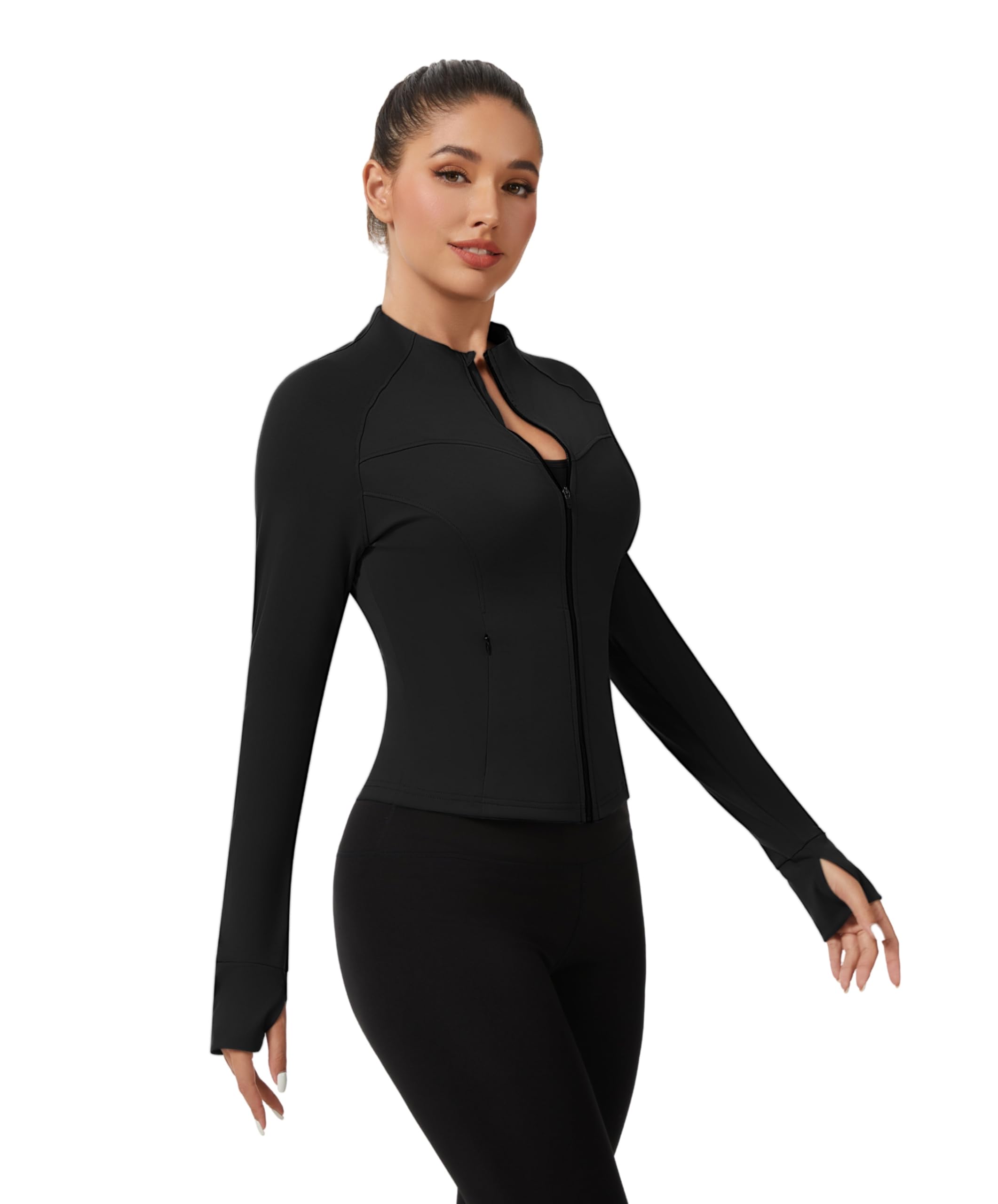 AMZSPORT Veste Sport Femme Sweat Running avec Trous de Pouce