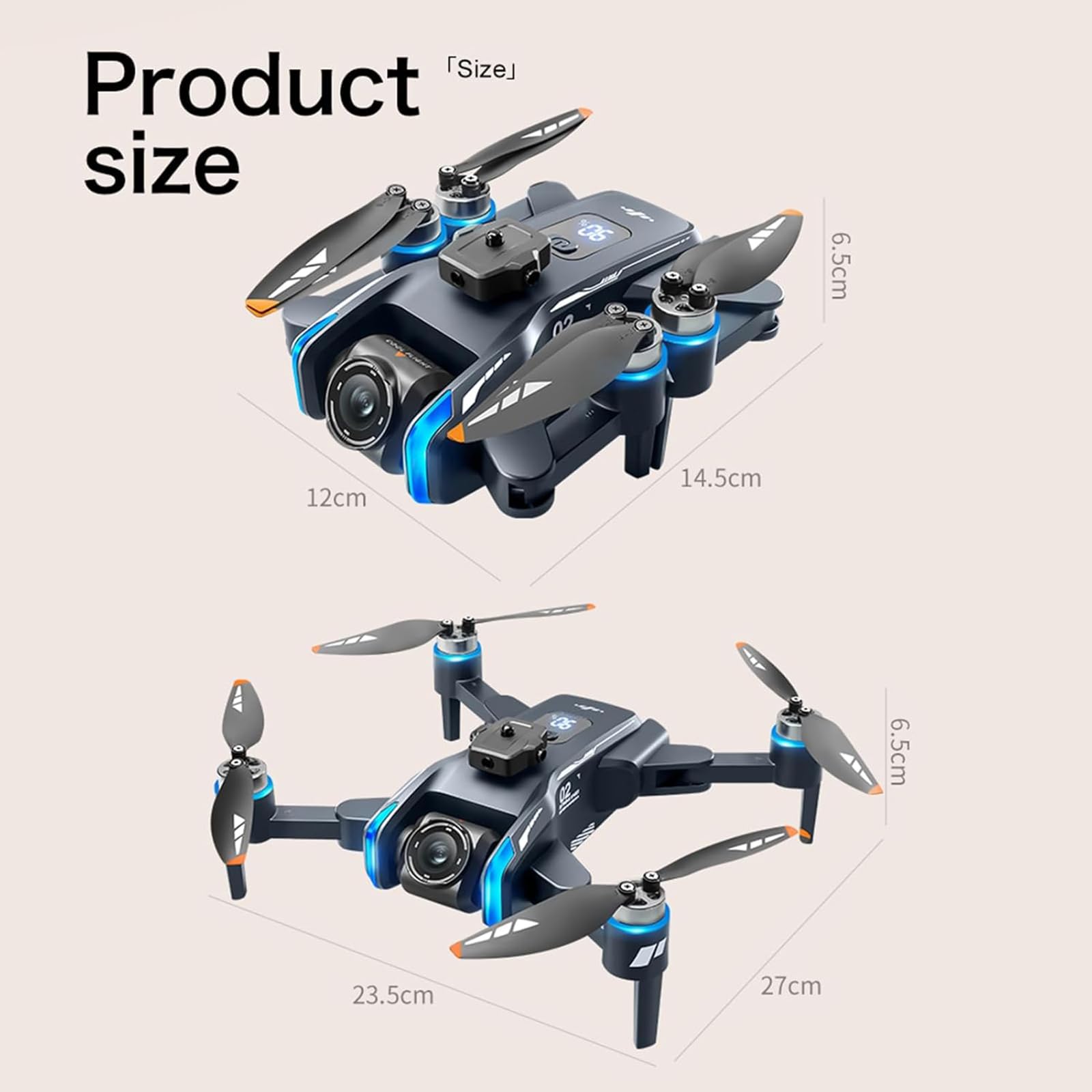 Genérico Drone de Control Remoto con cámaras 4K, Pantalla LCD cámaras duales Flujo óptico Vuelo estacionario GPS posicionamiento 5G WiFi Drone aéreo Adultos Principiante Plegable RC Quadcopter