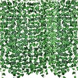 Floralsecret 90Ft 12 Strands Artificial Vines Fake Ivy Leaves Hanging Garland Wedding Wall Decor(Scindapsus Leaves)