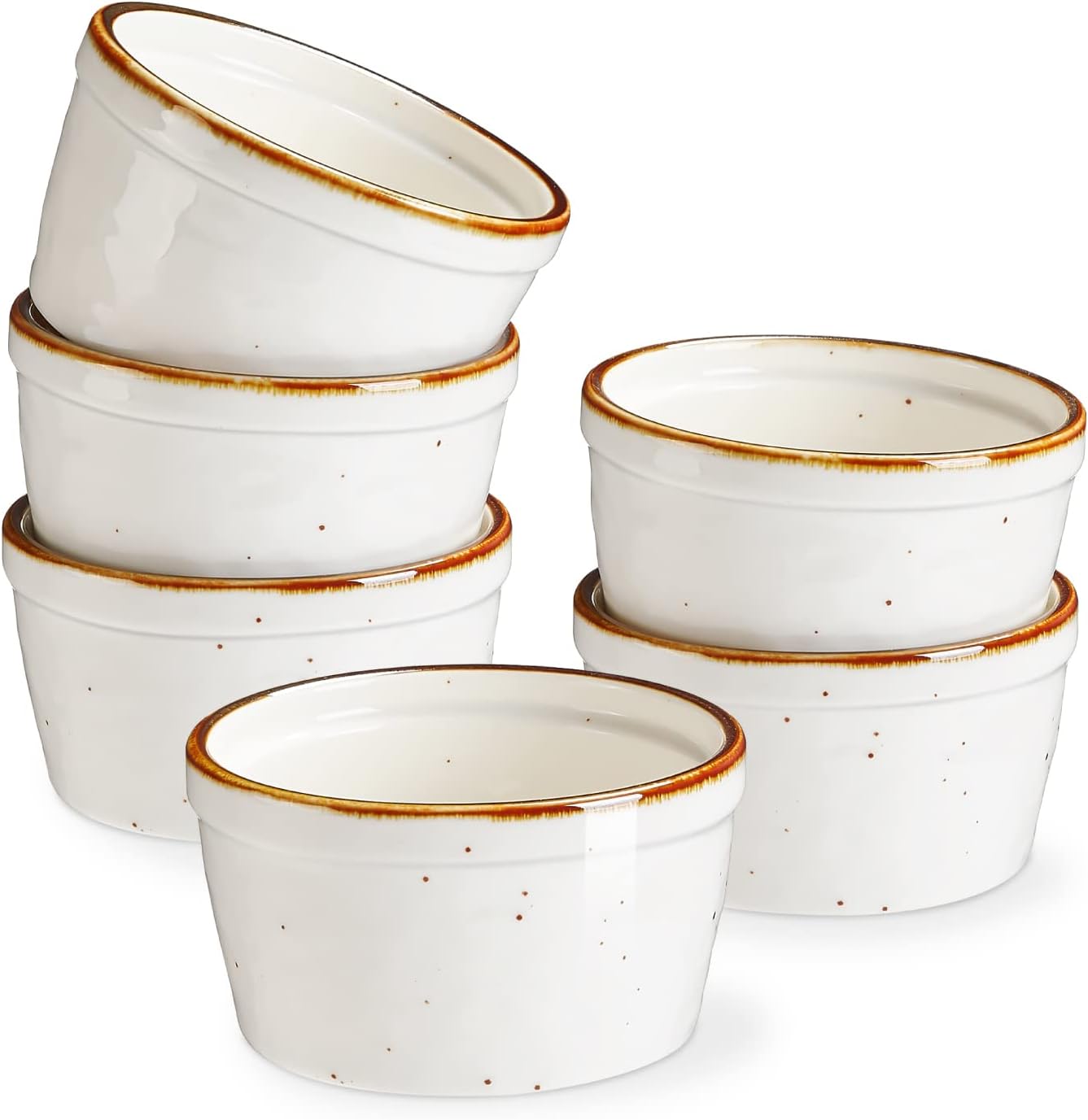 ONEMORE Ramekins Set of 6, 170ml - Oven/Microwave/Dishwasher Safe Ceramic Sma...