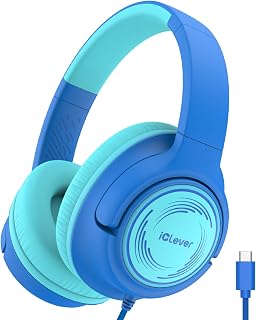 iClever C371 Zestaw słuchawkowy dla dzieci, przewodowy zestaw słuchawkowy USB C