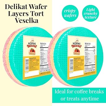 Wafer Sheets Pack of Nine Round Tort Wafers Green White Pink 3.2oz (90g) (Pack of 2)
