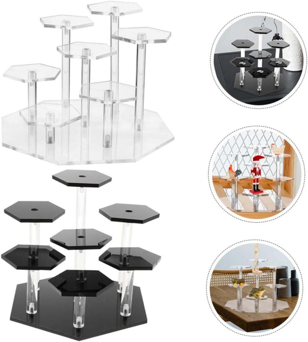 Garneck 2sets Acrylic Display Stand Multi Organizer for Perfume Jewelry Collectibles Sturdy Transparent Rack for Dressing Tables Homes Retail Spaces