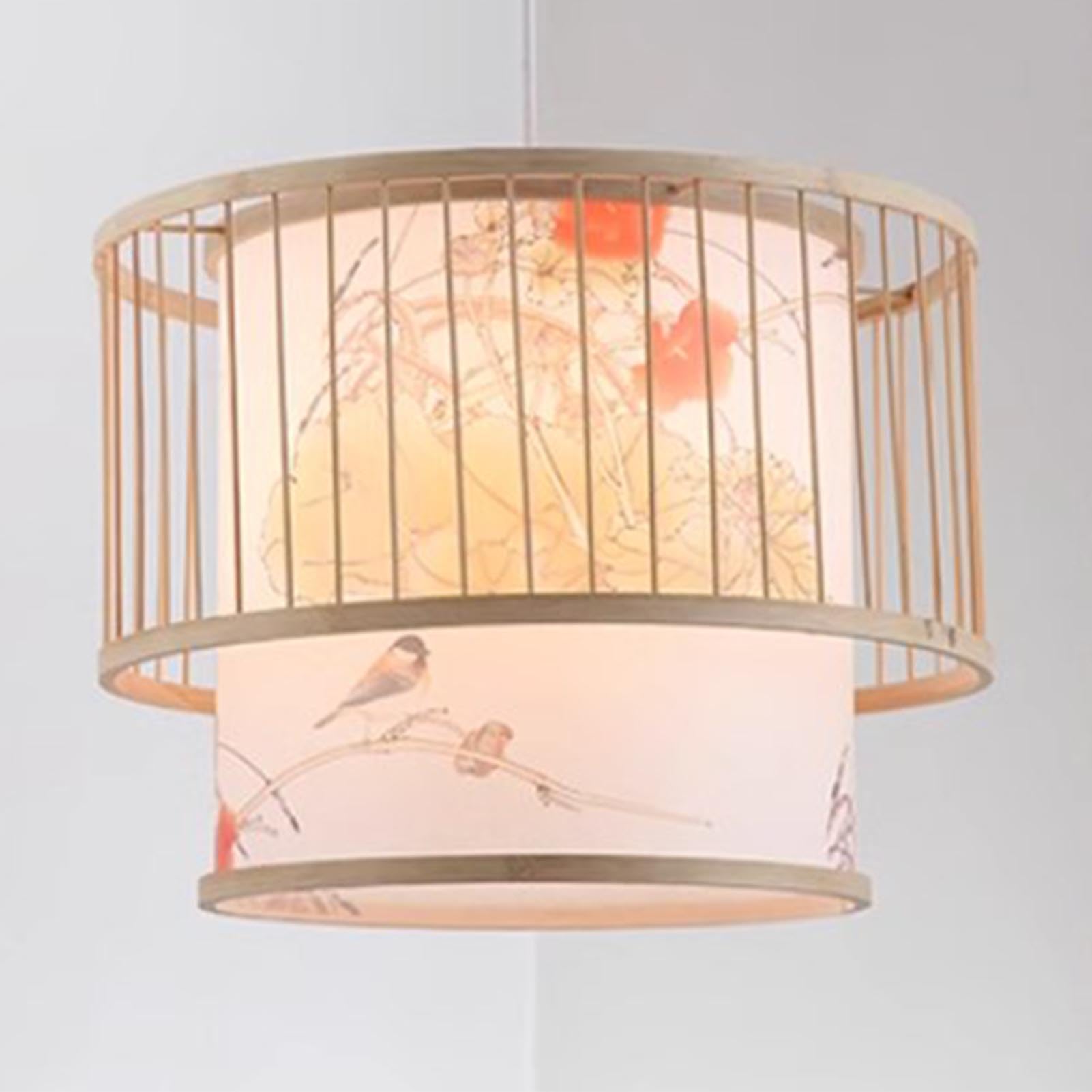 Birdcage - Lampada a sospensione in tessuto, decorazione ecologica per ristorante per casa da tè giapponese, 50 x 35 cm