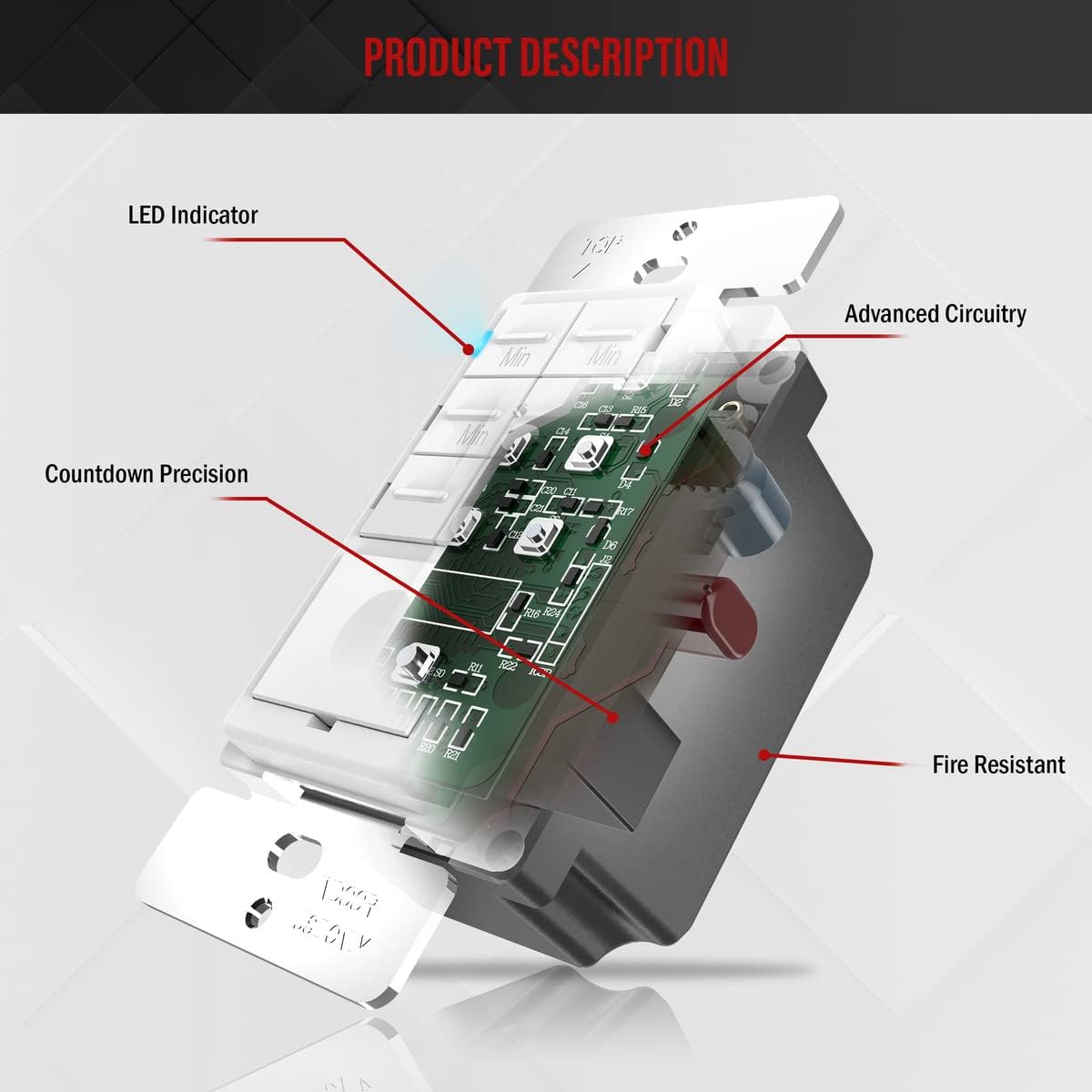 ENERLITES Countdown Timer Switch for Bathroom Exhaust Fan, Wall Light Switch Timer, 5 min – 4 hours, Night Light LED Indicator, Neutral Wire Required, UL Listed, HET06-4H-W, White - Image 5