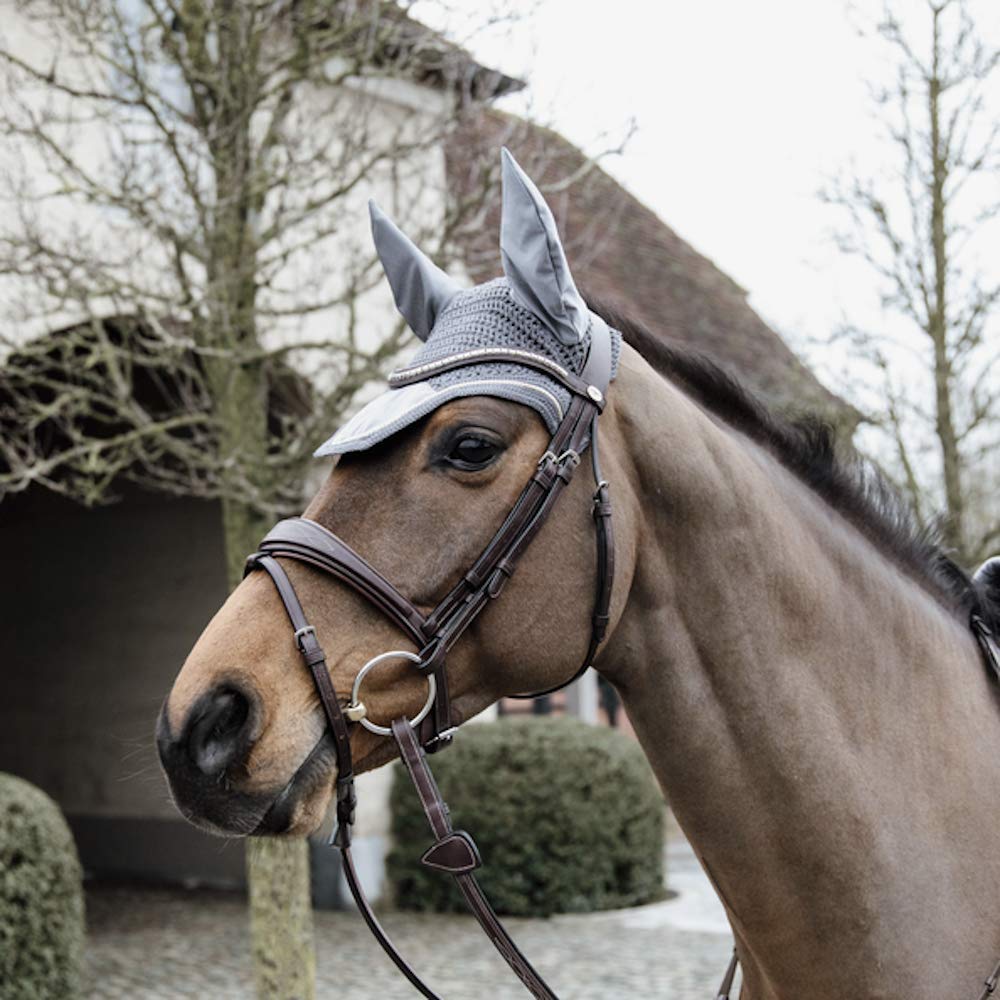 Bonnet d'oreille Kentucky Wellington Gris en velours contre le stress du cheval au travail
