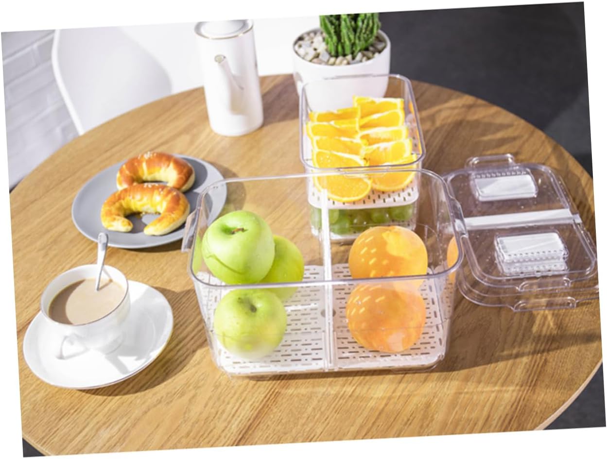 IMIKEYA Double Layer Sealed Kitchen Storage Box for Fruits Vegetables Refrigerator Crisper Bin Reusable Washable Easy to Clean Space Saving Design for Home Organization
