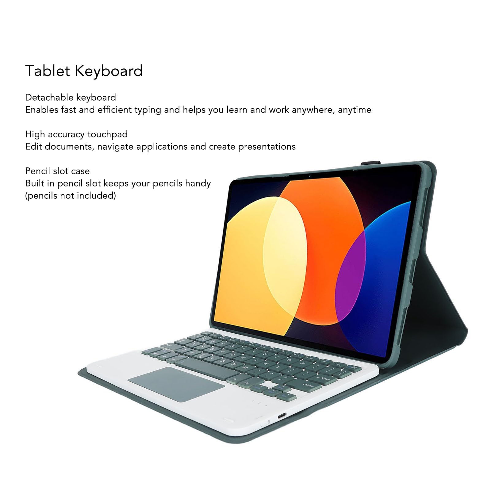 ASHATA Funda para Mi Pad 5 y 5 Pro con Teclado de 11 Pulgadas, Funda Protectora para Teclado Inalámbrico Desmontable, Delgada, Ligera, Teclado Magnético BT para Mi Pad 5 y 5 Pro (Verde