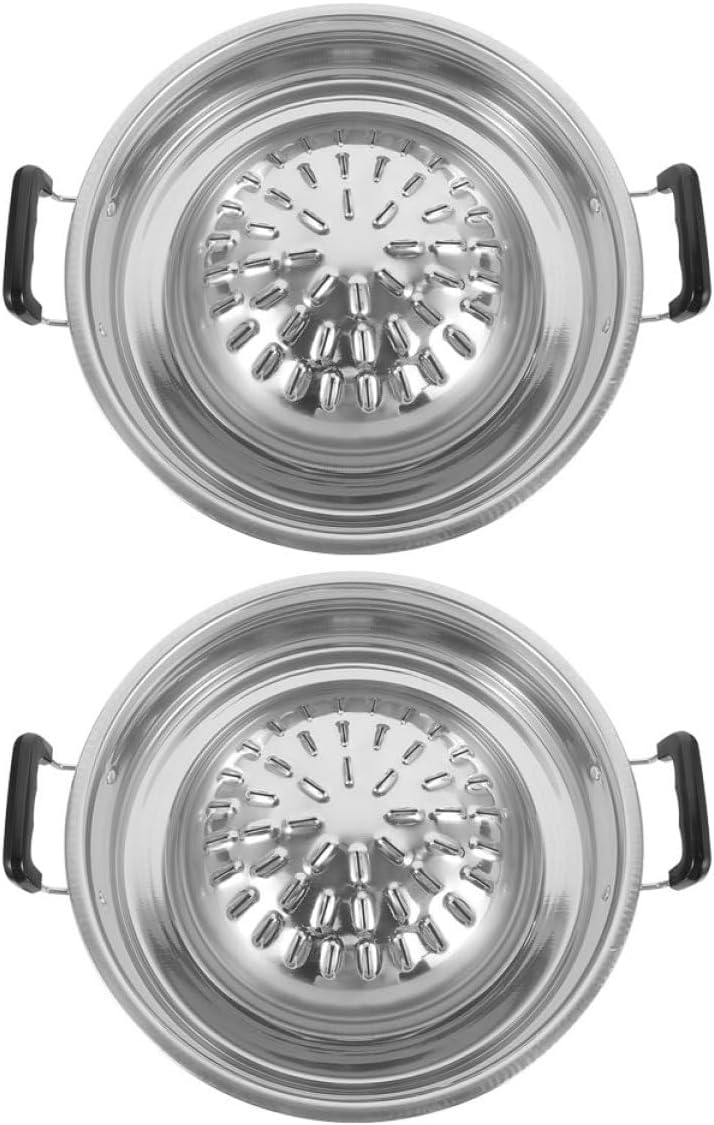 Round BBQ Grill Plate Set for Outdoor and Indoor Cooking 2-Piece Portable Barbecue Pan for Healthy Grilling for Picnics and Family Gatherings