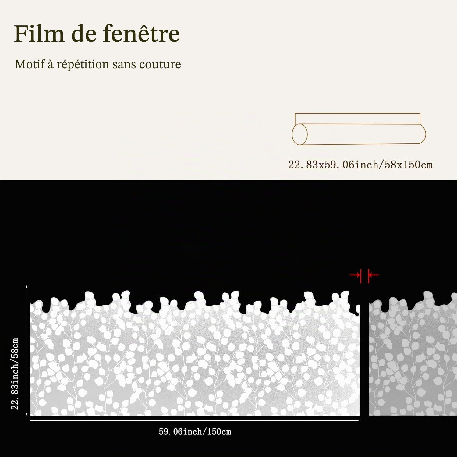 Fleur Film Occultant Fenêtre Electrostatique Vitre Bon Intimité, Translucide Film pour Anti UV Dépoli pour, Maison fenêtre Salle de Bain Décoration en Verre, Feuille 150x58CM