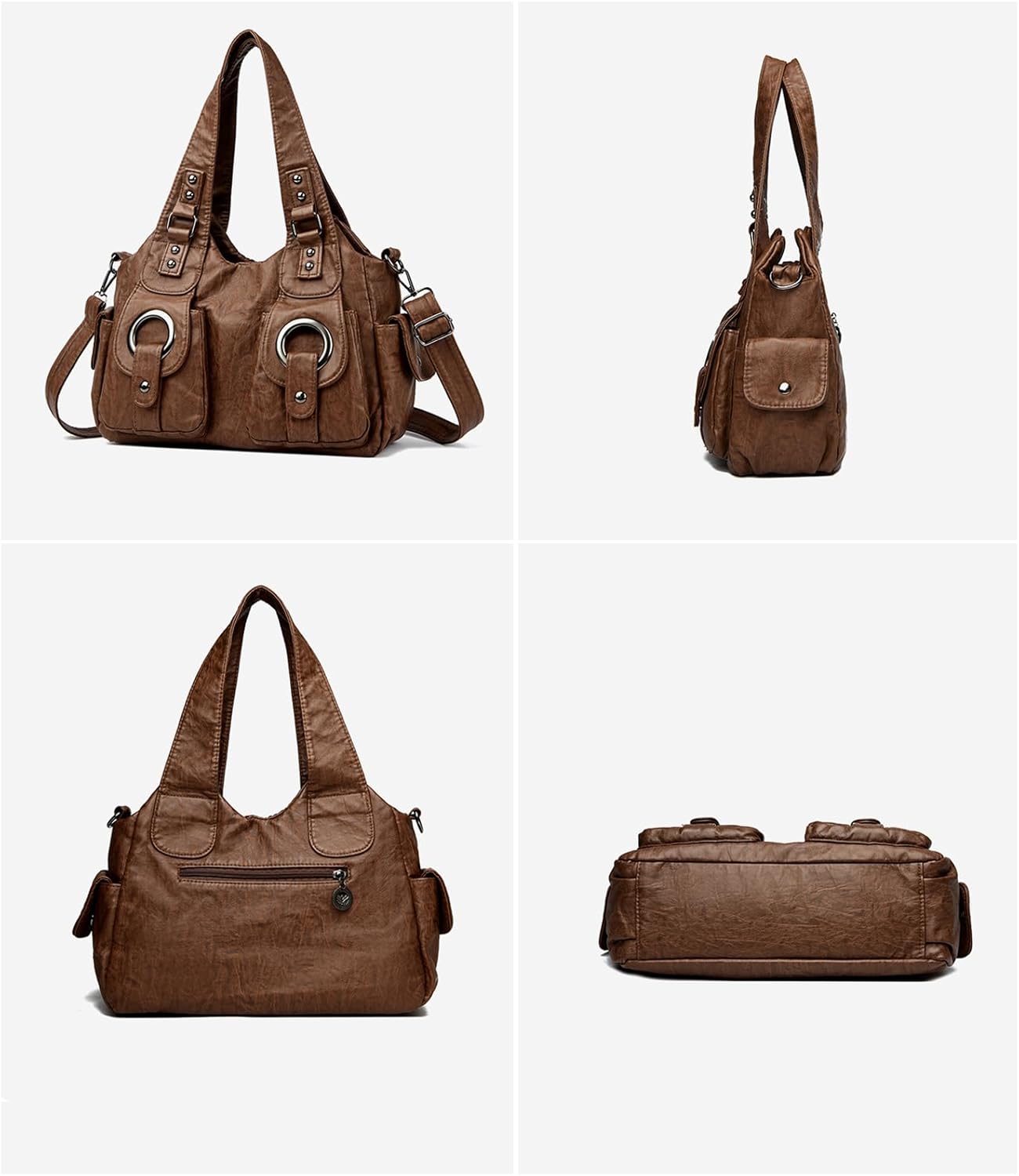 Leather Hobo Bag for Women, Slouchy Crossbody Satchel, Vintage City Handbag