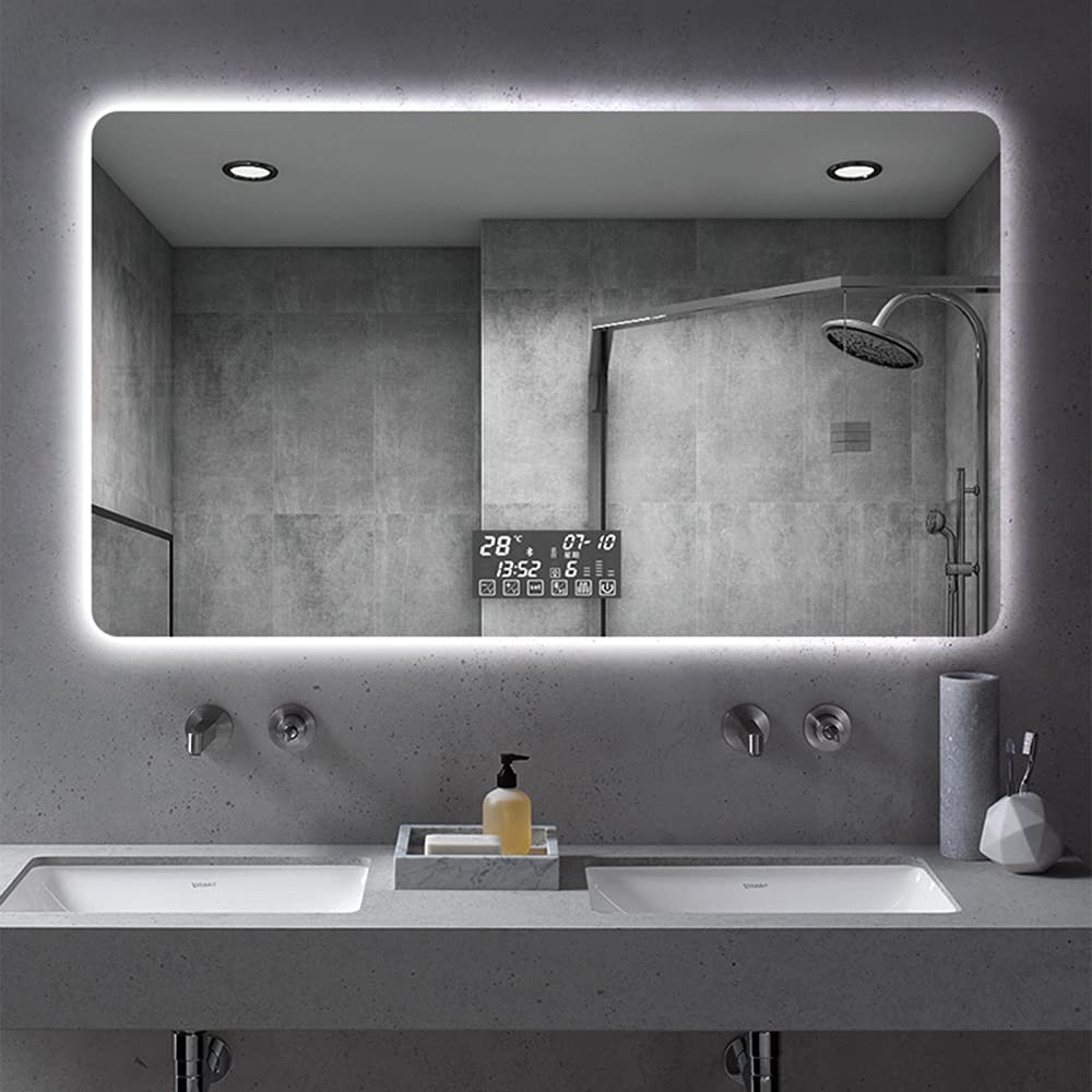 Specchio da Bagno Illuminato A LED con Antiappannamento Specchio da Bagno Illuminato Specchio da Parete Senza Cornice Specchio da Trucco Antiappannamento con Luci,A-50 * 70cm