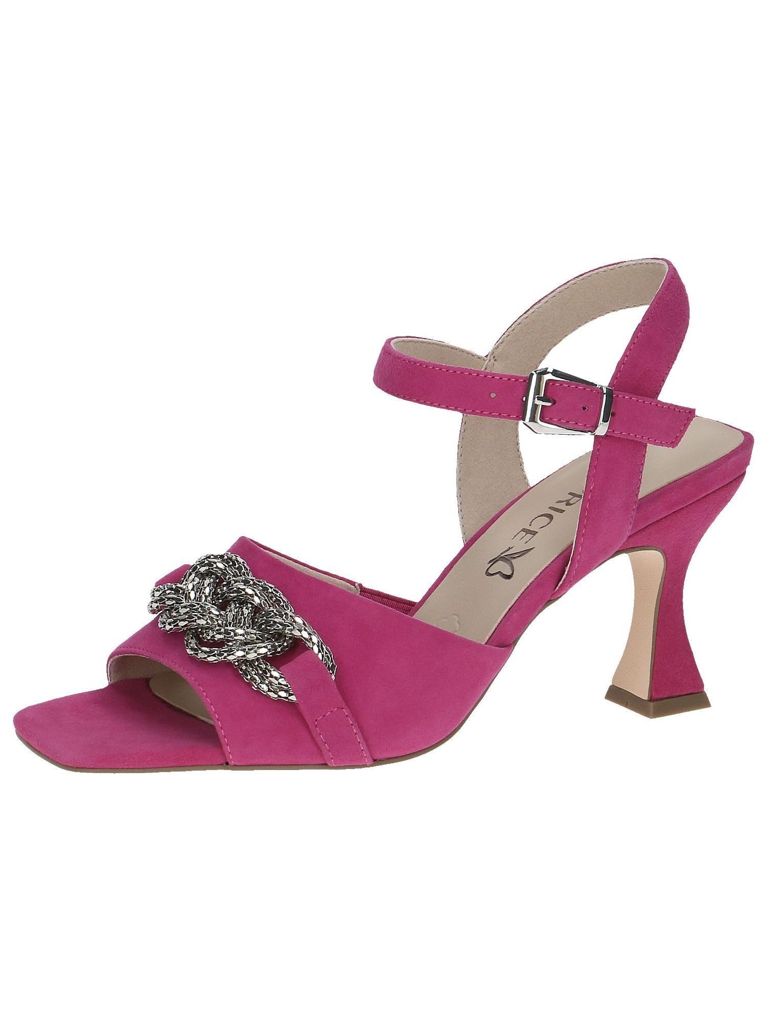 CAPRICE Women Sandals with Heel Leather Straps, Purple (Fuchsia Suede), 6 UK