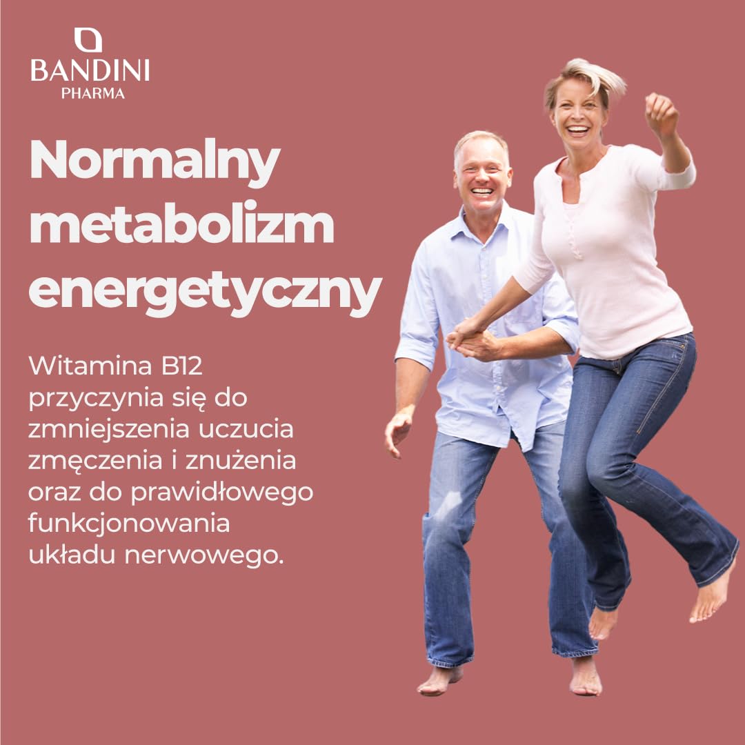 Bandini® Witamina B12 120 tabletek podjęzykowych - Cyjanokobalamina 50µg - 100% wegańskie - Wysoka dawka - Vitamin B12 dla układu odpornościowego, metabolizmu energetycznego, zmęczenia fizycznego