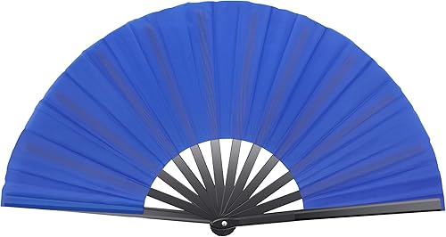Miniatura 15 de Quacc Ventilador de mano plegable grande de 13 pulgadas, tela de nailon vintage, retro, gran abanico para baile de línea, festival chino de Kung Fu,