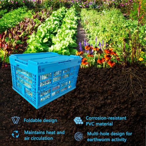 Inground Wurm-Komposteimer, zusammenklappbarer Komposteimer mit Löchern und Deckeln, Gartenkomposter für Hochbeete, Heimkompostiersystem