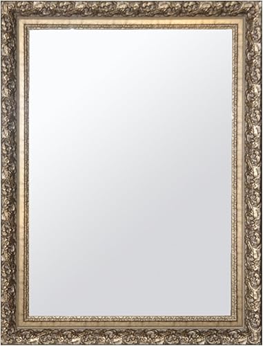 , Espejo de pared enmarcado, clásico, vintage, para colgar, oro satinado, marco tallado