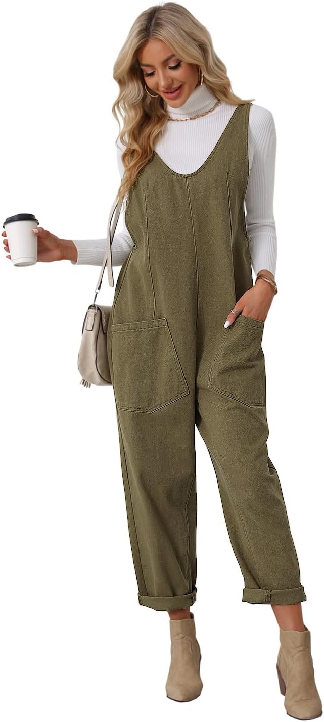 High Roller Denim Jumpsuits for Women Casual Sleeveless Loose Baggy Overalls Jeans Pants Jumpers with Pockets - Image 6