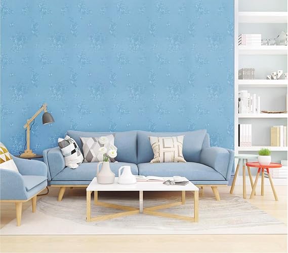 Blooming Wall Peel and Stick Prepasted Gold Damasks Floral Wallpaper (Blue)