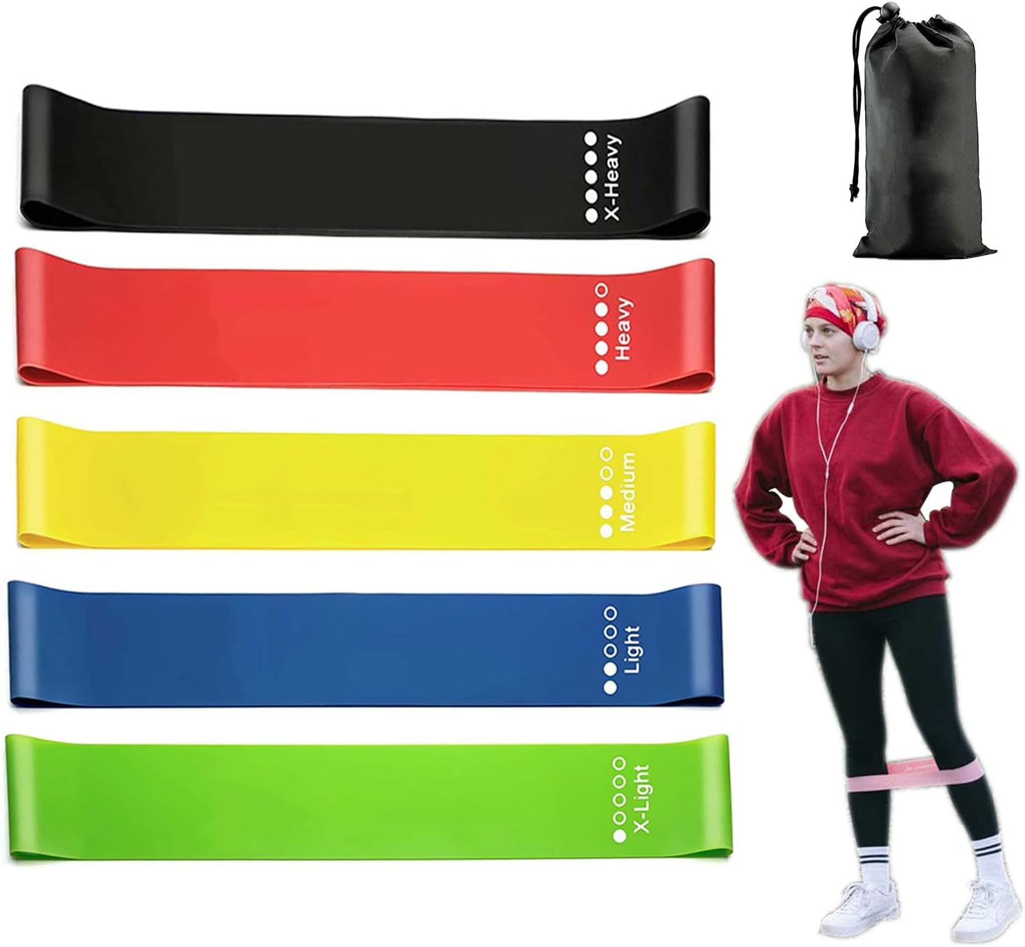 Resistance Band Women/Men, Exercise Band Stretch Bands for Exercise, Resistance Fitness Exercise Loop Band with 5 Resistance Level, Fitness Equipment for Stretch Training, Workout, Yoga, Pilate, Rehab