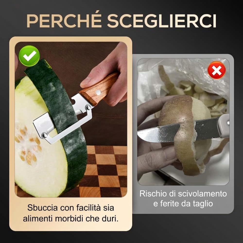 Pelapatate Multifunzione per Cucina, 2026 Nuovo Pela Patate 2 in 1 Con Manico in Legno E Apribottiglie, Utensile Multifunzione Pelapatate Acciaio Inox per Frutta e Verdura da Cucina (1PCS) - 4