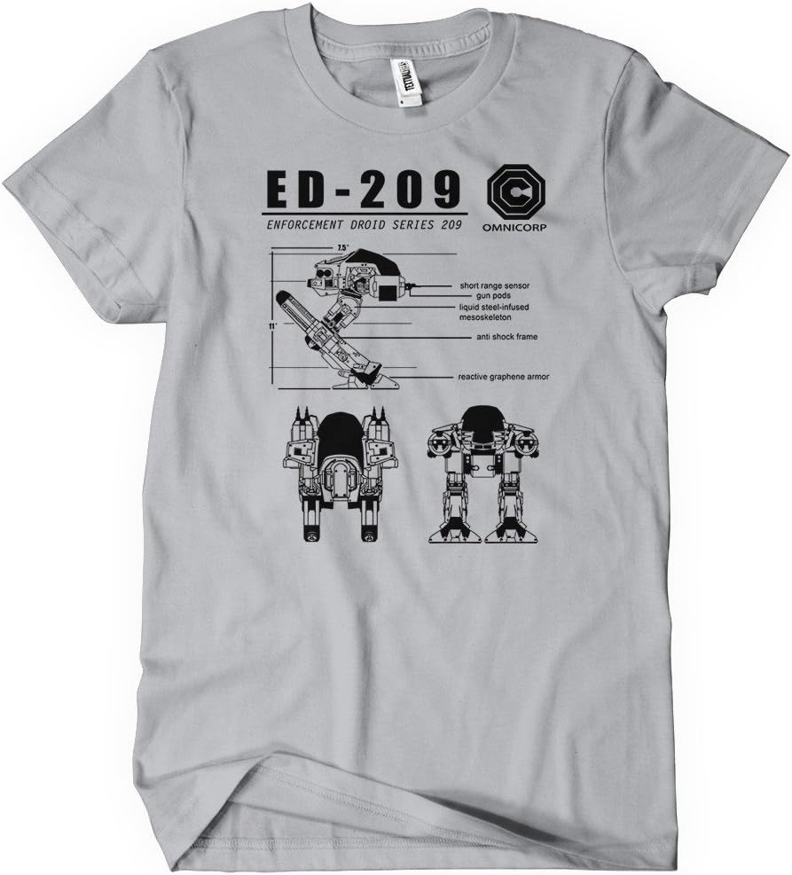 ED-209 Blueprint Omnicorp Mens T-Shirt Tee Robo 80s Cop Movie Weller New Robot