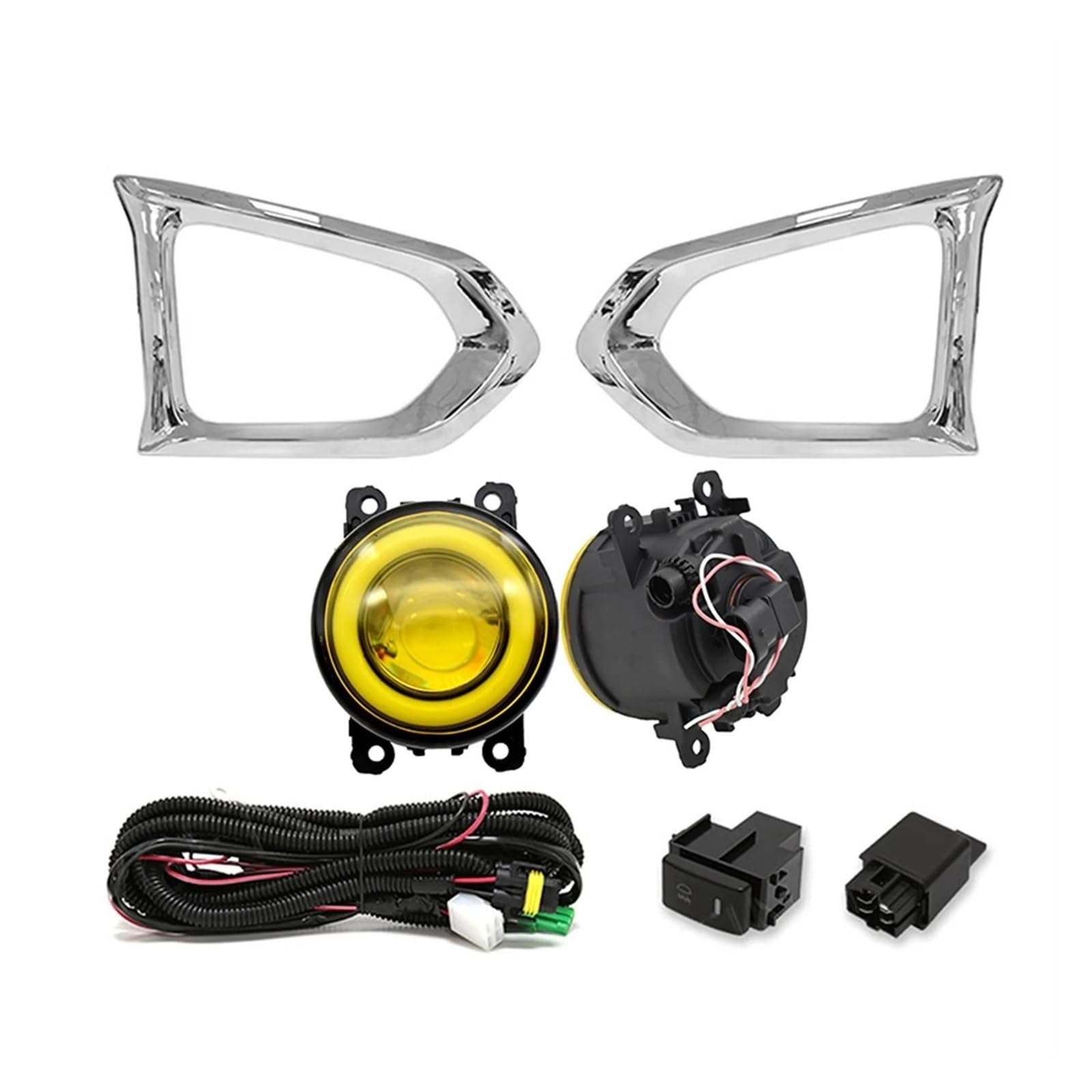 1Set Led Angel Eye DRL Fog Light Fit For Nissan Patrol 2014-2019 Yellow +Cover+Wiring+Switch Kit Bumper Daytime Running Light światła do jazdy dziennej do samochodów
