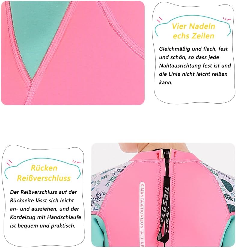 Wetsuit Kids Shorty Neoprene Thermal Diving Swimsuit 2.5MM for Girls Boys Youth Teen Toddler Child, One Piece Children Rash Guard Swimming Suit UV Protection Sunsuit for Surfing - Image 4