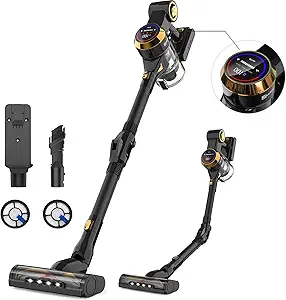 Nicebay Cordless Vacuum Cleaner, 25Kpa Brushless Motor Cordless Stick Vacuum,Digital Touchscreen&Smart Induction Auto-Adju...