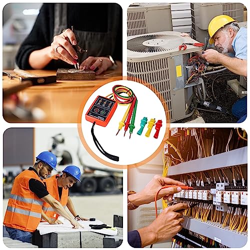 Vegena Phasenprüfer Drehfeldmessgerät Ac60v~600v Mit Krokodilklemmen Summertester Zeigt Digitaler Phasendrehungsanzeiger 3 Phasenfolge Presence Rotation Tester Kontaktloser Drehfeldtester