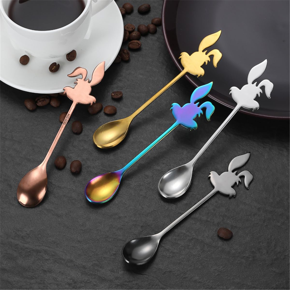 18/10 RVS Latte Lepel Rose Gold Ice Theelepel BISDARUN 4-delige lange steel ijscoupe lepel voor warme chocolademelk warme drank
