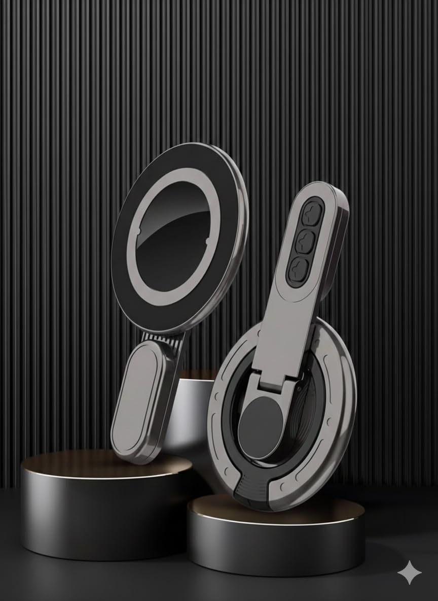 VORTIGY Magnetic Phone Ring Holder Stand, 3-in-1 with Silicone Finger Ring, Double-Sided Magnetic Attraction, 360-Degree Rotation, Compatible with All Phones, All Metal-image-42