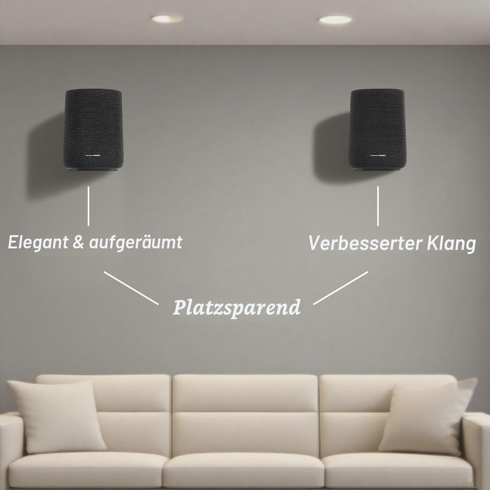 Wandhalterungen, kompatibel mit Harman Kardon Enchant 900/1100 Hecklautsprechern, verstellbare Metall-Wandhalterungen, Halterung für Surround-Sound, Audio, Schwarz, 2 Stück