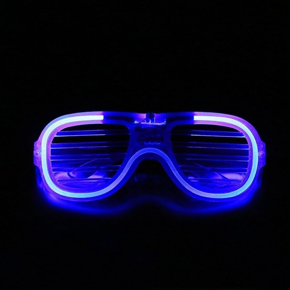 3 Mode LED Flashing Glowing Shutter Glasses Adult Kids Fun Glasses Light up Shutter Shades Eye Wear Party Sunglasses for Event Halloween Christmas Birthday Party Favor (Blue)