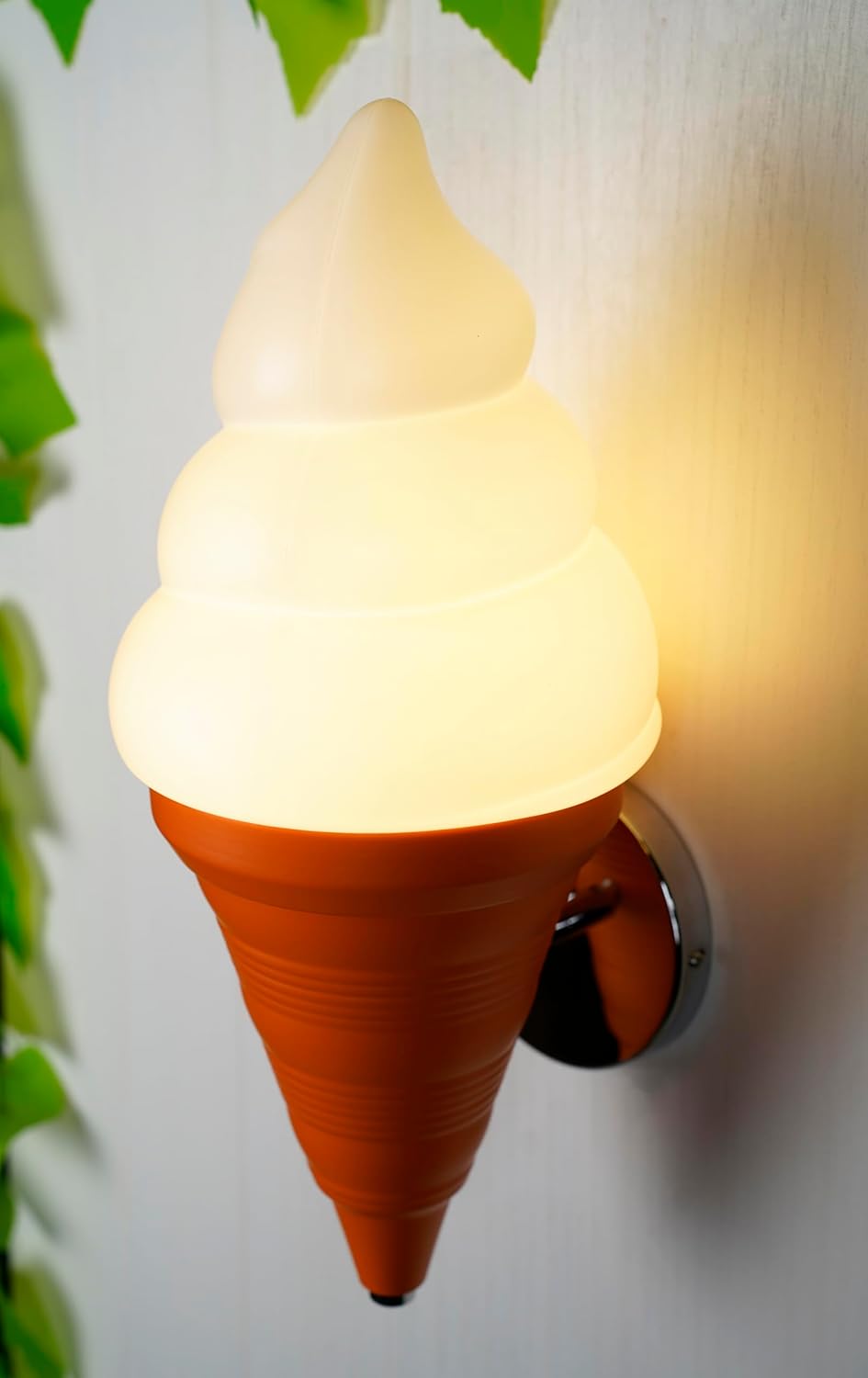 Cute Ice Cream Cones Wall Sconce, Plastic Wall Light, Modern Children's Room Lighting for Children's Room Cafe in Orange