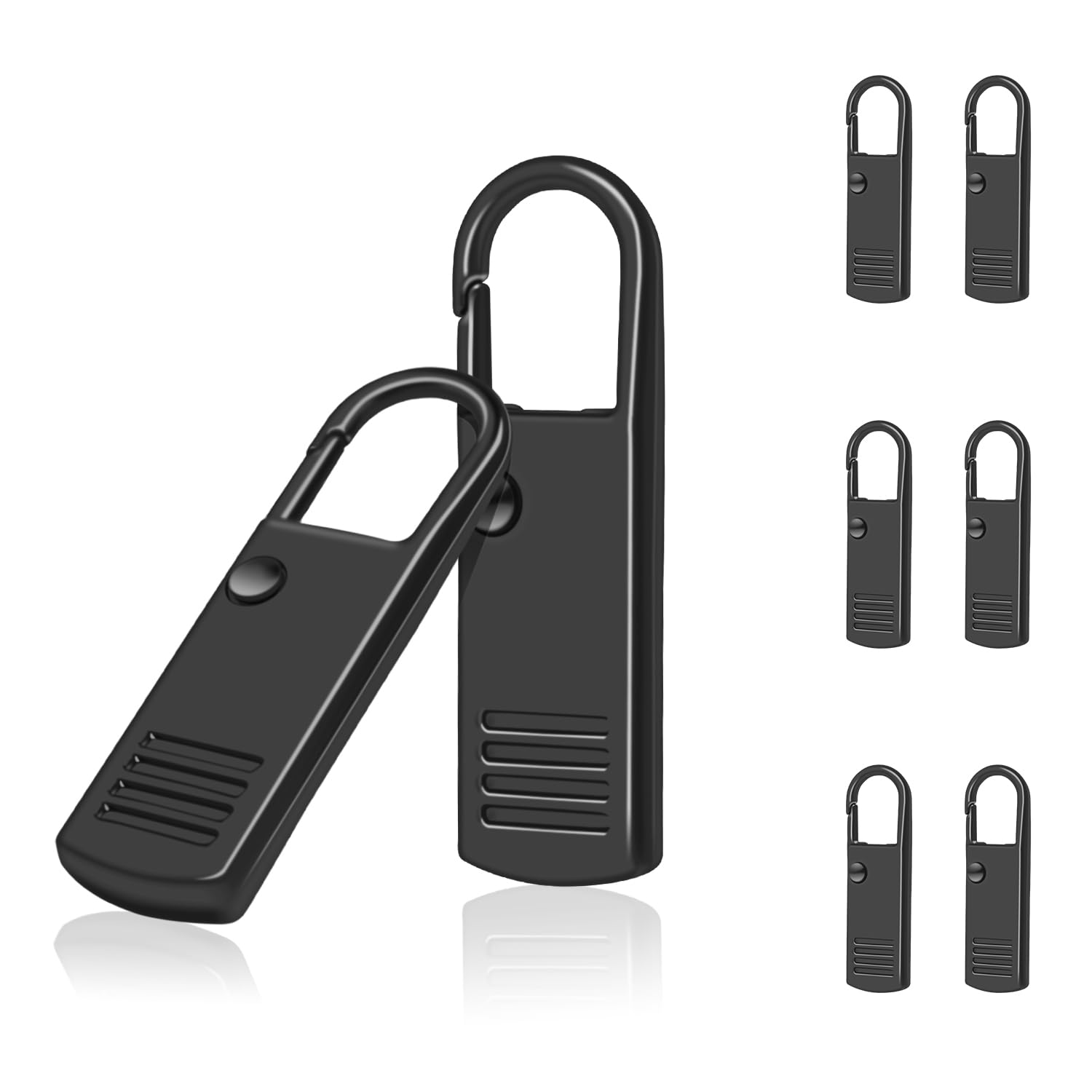 CooBigo 8 Pack Metal Zipper Pulls Replacement Slider for Suitcase, Detachable Zipper Pull Slider Replacement for Clothes Luggage Backpack Repair(Black)