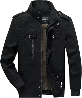 GUOYUXIAO Men Casual Cargo Jackets Cotton Men Work Jacket Coat Men Spring Autumn Outwear Slim Retro Jacket