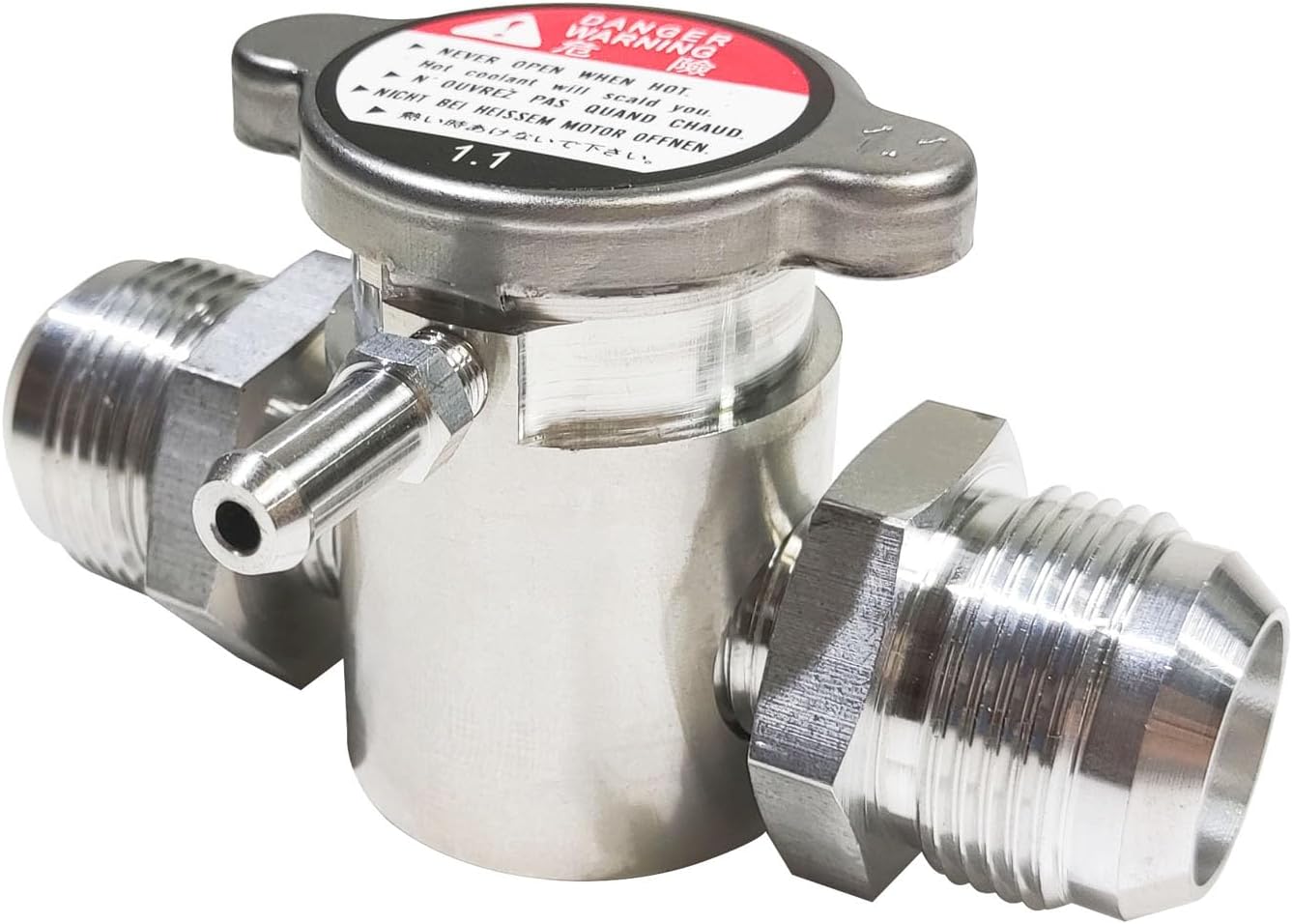 Universal 16AN to 16AN Male Fitting Filler Neck Aluminum In-Line Radiator Hose Connector w/cap Natural