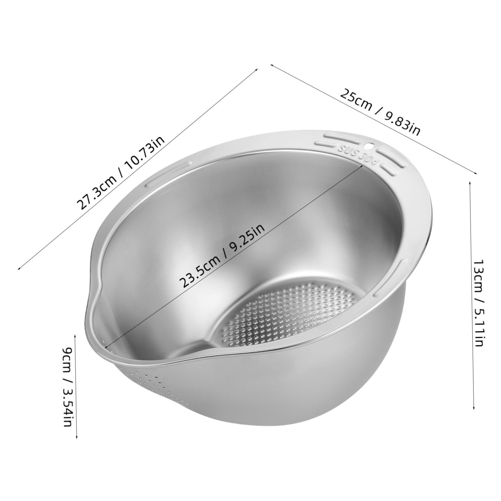 GLEAVI Lavadero de Arroz Acero Inoxidable Colador Multifuncion para Cocina Tazón Escurridor Alimentos Lavar Arroz Fruta Vegetales
