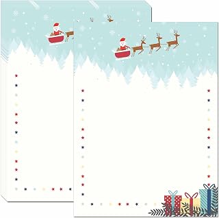 DUGUTUL Christmas Letterhead Stationery Paper 8.5 x 11 - Perfect for Writing Letters, Printer & Computer Use - Beautiful Christmas Stationery Gift(07)