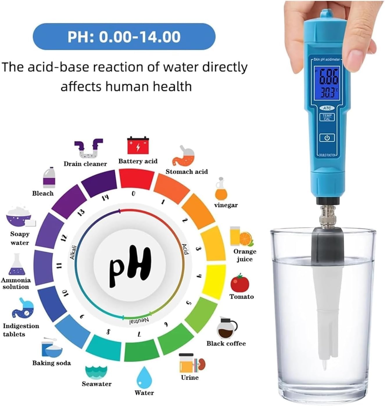 Professional PH I Termometr, Cyfrowy Tester PH Z Ekranem LCD, Automatyczna Kalibracja, Precyzja ±0.1pH, Do Wody, Gleby, Mleka I Użycia W Laboratorium