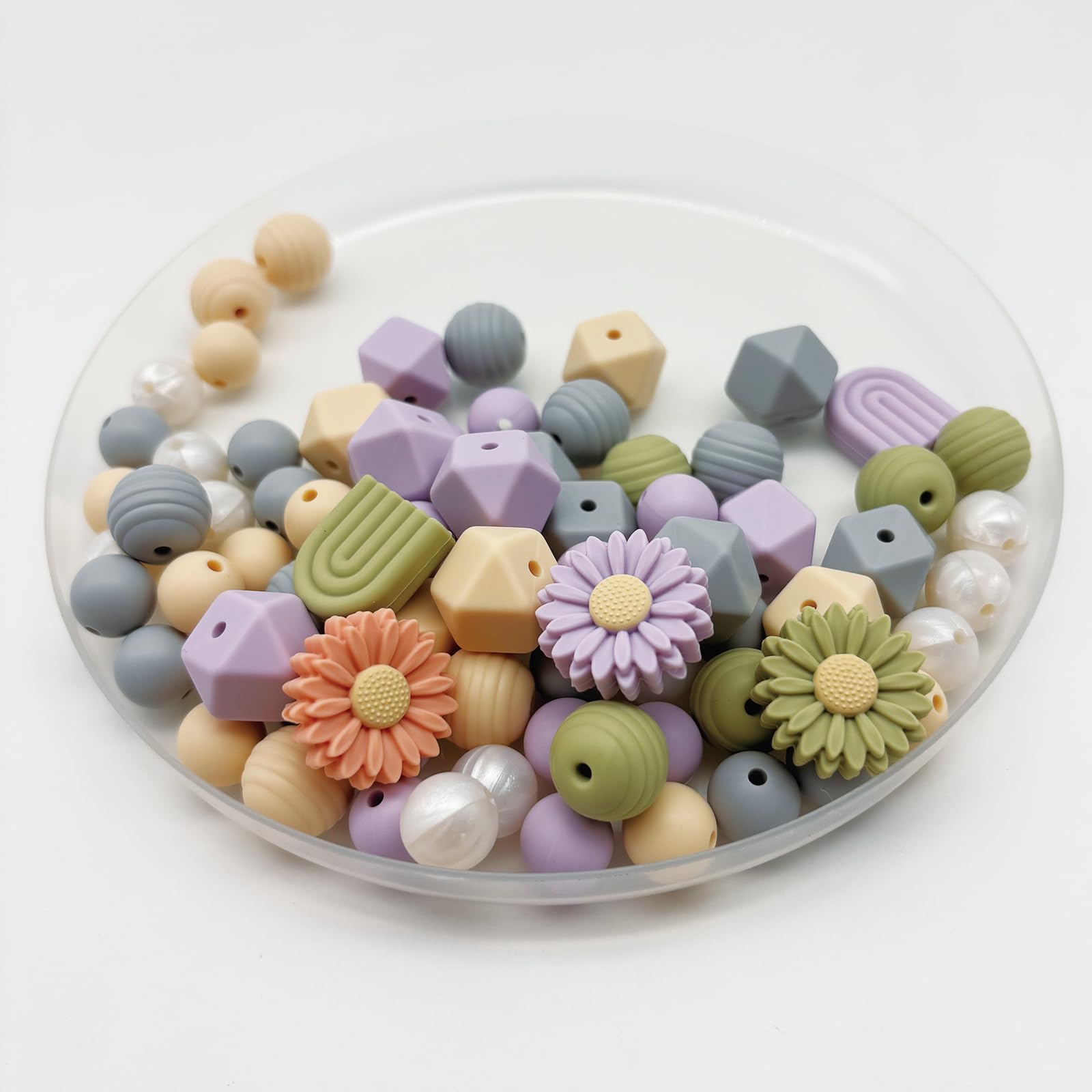 76-teiliges Silikonperlen Set - Gänseblümchen-Design Für Armbänder & Schmuck
