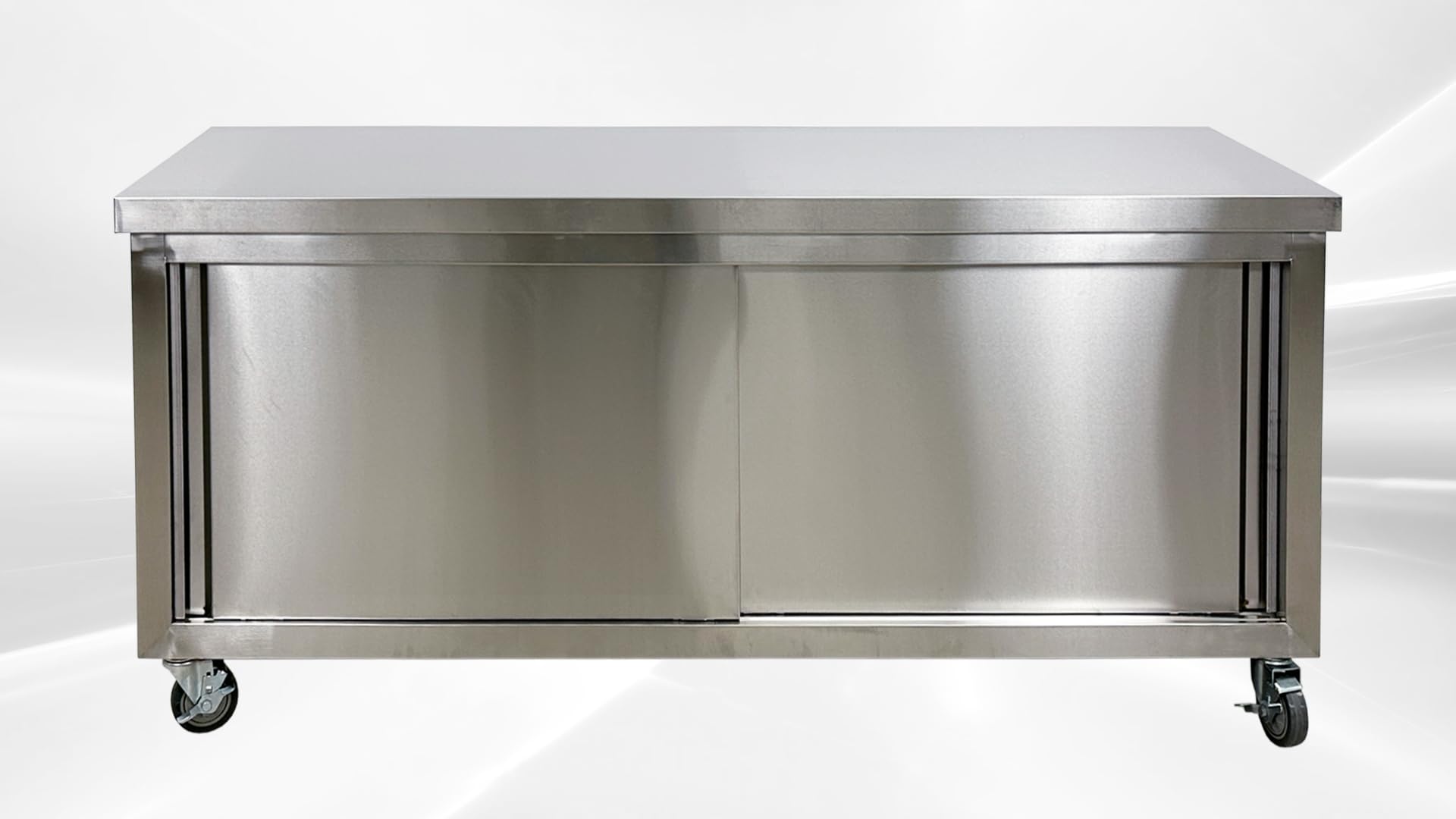 Elite Kitchen Supply Commercial Stainless Steel Work Table with Cabinet, 70 x 23.5 inches, Rolling Storage Cabinet, ETL Listed HT-S-1800