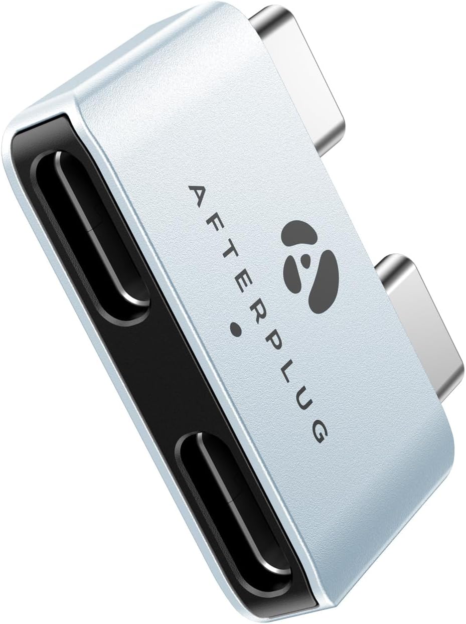 Dual USB‑C Extender for MacBook with Case, 2-Port Pass‑Through Adapter for Thunderbolt 5/4/3 & USB4 – 240W PD, 8K Video, 80Gbps Data - Sky Blue