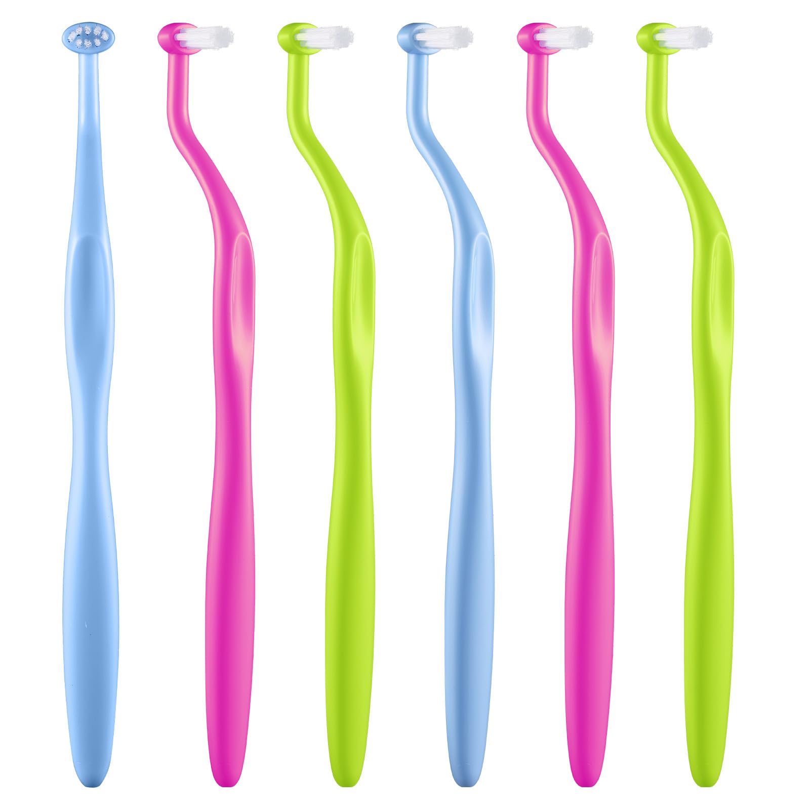 End Tuft Toothbrush, Orthodontic Toothbrush Small Head, Ultra Soft Gum Brushes for Braces, Implants, Retainers and Teeth Detail Cleaning, 6 Pcs