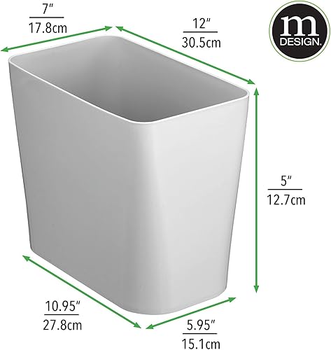 Miniatura 2 de mDesign Pequeña papelera de plástico, contenedor de basura para baño, dormitorio, cocina, oficina en casa, cuarto de servicio, capacidad para